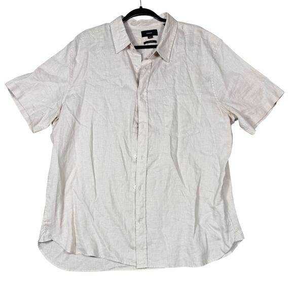 Vince 100% Linen Short Sleeve Button Up Shirt Light Pink XL - Picture 2 of 5